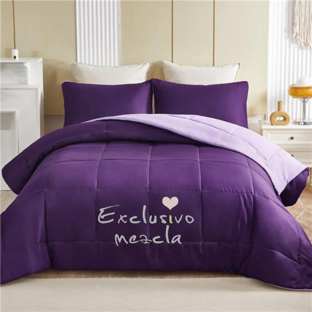 Lightweight Reversible 3-Piece Comforter Set All Seasons, Down Alternative - Picture 3 of 6